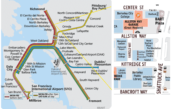 Map of the Bay Area Rapid Transit system, with link to http://www.bart.gov